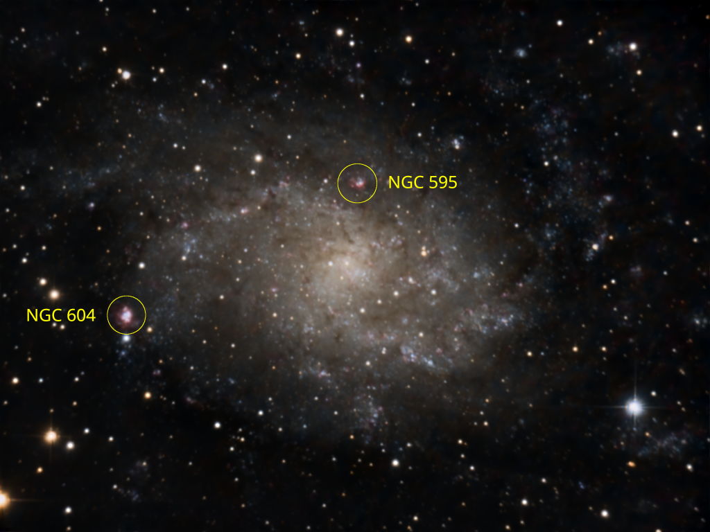 NGC 604 et NGC 595 
dans M33