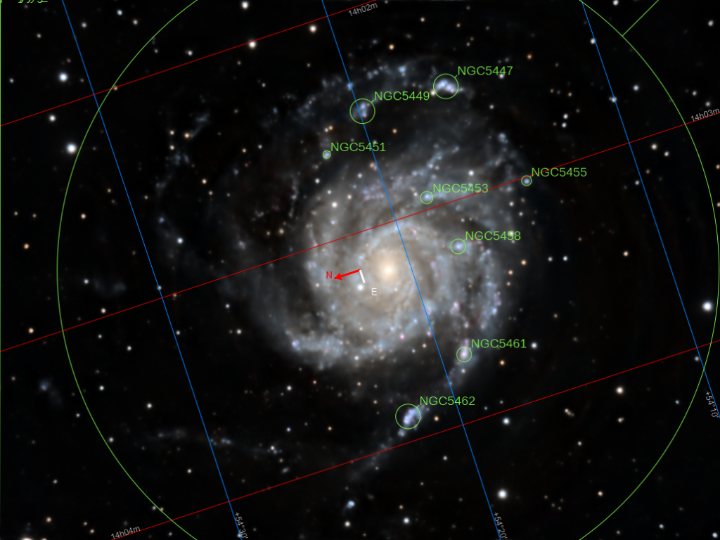 Les régions HII de la galaxie du Moulinet répertoriées dans le catalogue NGC